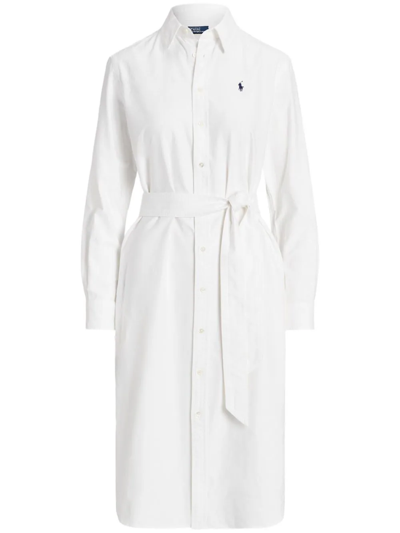 Shop Polo Ralph Lauren Chemisier Oxford In Cotone Con Cintura In White