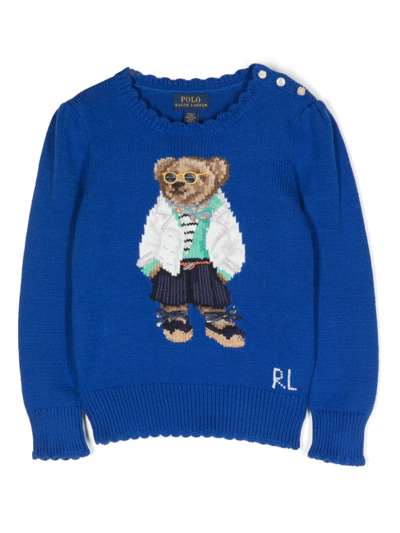 Shop Ralph Lauren Maglia Polo Bear In Blue
