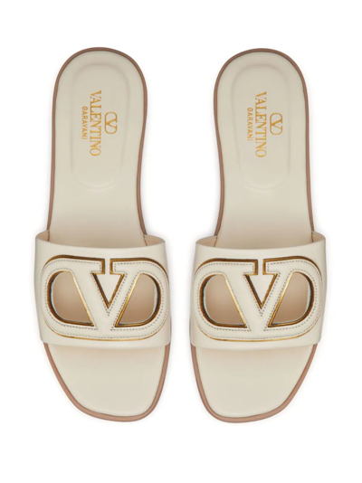 Shop Valentino Sandalo Slide Vlogo Cut-out In White