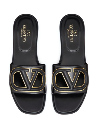 Shop Valentino Sandalo Slide Vlogo Cut-out In Black