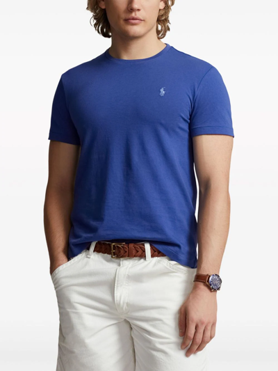 Shop Polo Ralph Lauren T-shirt Custom Slim-fit In Blue