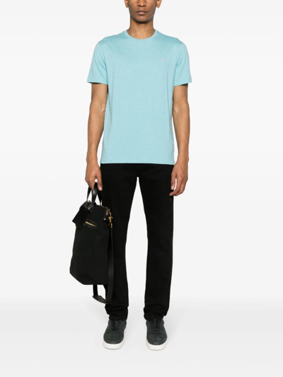 Shop Polo Ralph Lauren T-shirt Custom Slim-fit In Light Blue