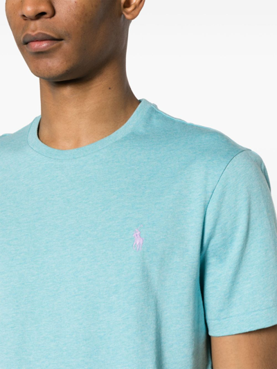 Shop Polo Ralph Lauren T-shirt Custom Slim-fit In Light Blue