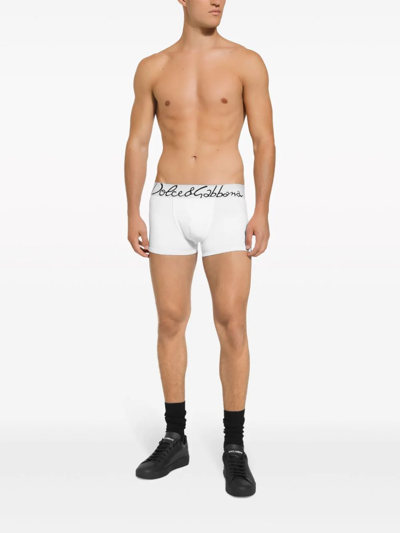 Shop Dolce & Gabbana Boxer Con Logo In White