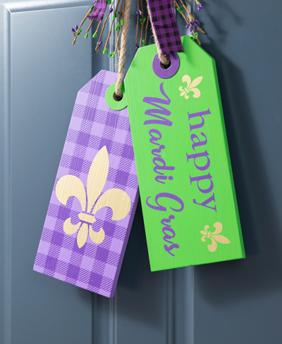 Shop Glitzhome 25.5" H Happy Mardi Gras Day Wooden Bookmark Door Hanger In Multi