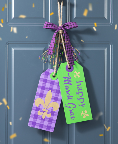 Glitzhome 25.5" H Happy Mardi Gras Day Wooden Bookmark Door Hanger In Multi