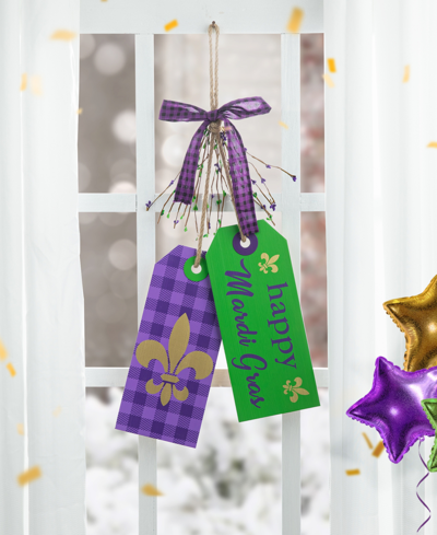 Glitzhome 25.5" H Happy Mardi Gras Day Wooden Bookmark Door Hanger In Multi