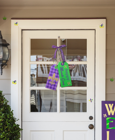 Glitzhome 25.5" H Happy Mardi Gras Day Wooden Bookmark Door Hanger In Multi