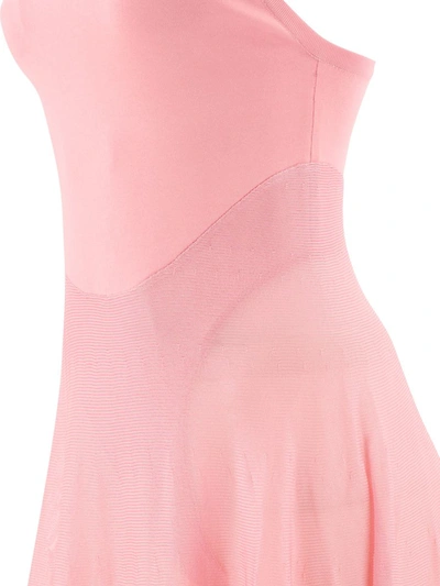 Shop Alaïa Shiny Flared Dress In Pink
