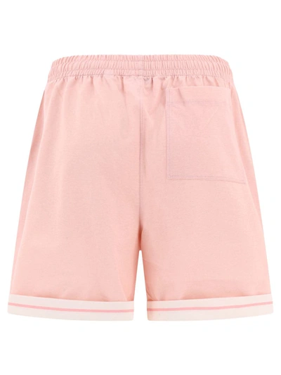 Burberry Elastic Waistband Cotton Shorts With Contrast Trim In Pink
