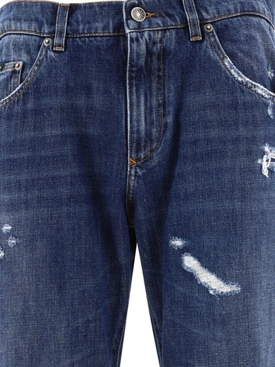 Shop Dolce & Gabbana Straight Leg Jeans With Ripped Details In Blue