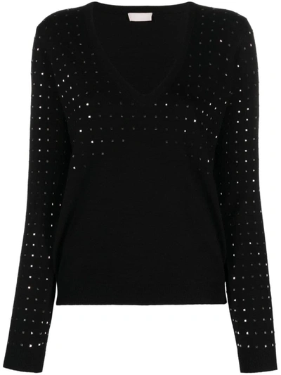 Shop Liu •jo Liu Jo Crystal Detail Sweater In Black