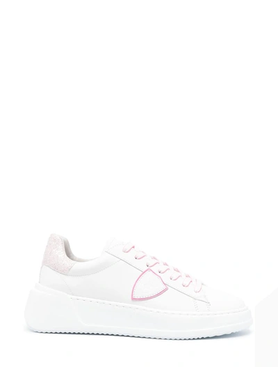 Shop Philippe Model Sneakers In Blanc Fucsia