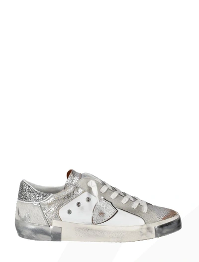 Shop Philippe Model Sneakers In Blanc Argent