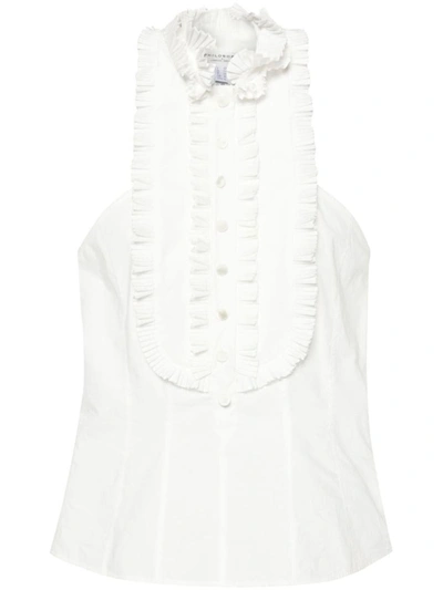 Shop Philosophy Di Lorenzo Serafini Blouse With Ruffle Detail In White