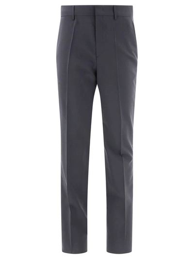 Shop Valentino Wool Tailored Trousers In Grey