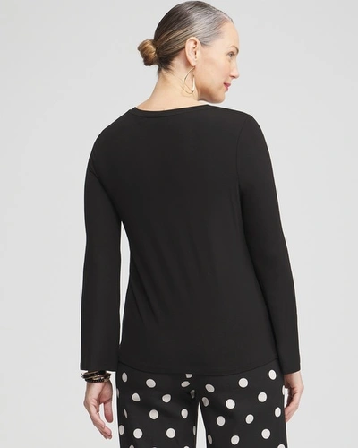 Shop Chico's Touch Of Cool Dots Flare Tee In Black Size 16/18 |