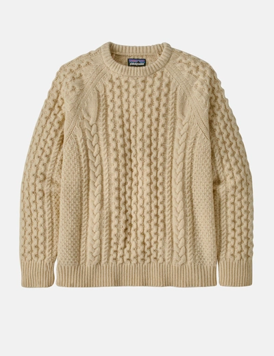 Shop Patagonia Cable Knit Sweatshirt (wool Blend) In Natural