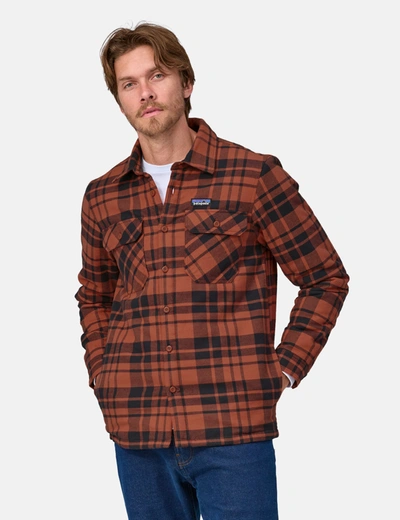 Shop Patagonia Insulated Fjord Flannel Ice Caps Shirt In Orange