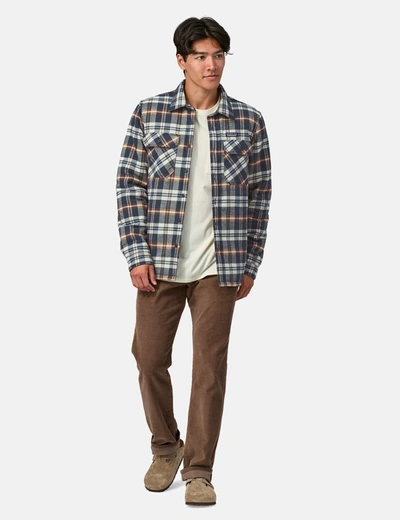 Shop Patagonia Insulated Fjord Flannel Fields Shirt In Navy Blue