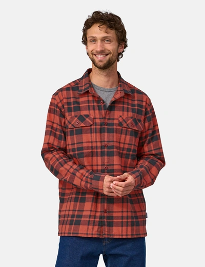Shop Patagonia Fjord Flannel Ice Caps Shirt (organic) In Red