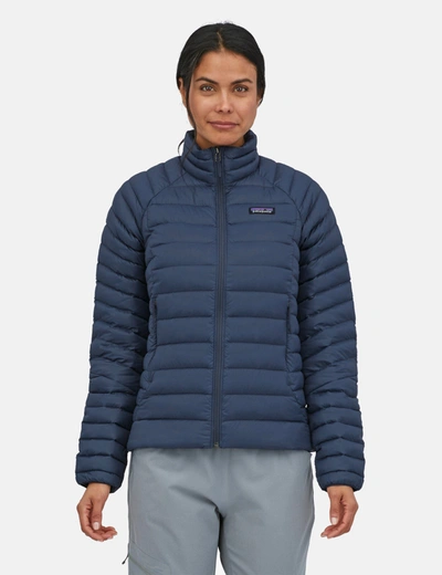 Shop Patagonia Women's Down Sweater Jacket In Navy Blue