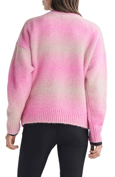 Rag & Bone Womens Long Sleeve Ribbed Trim Crewneck Sweater In Pink Multi
