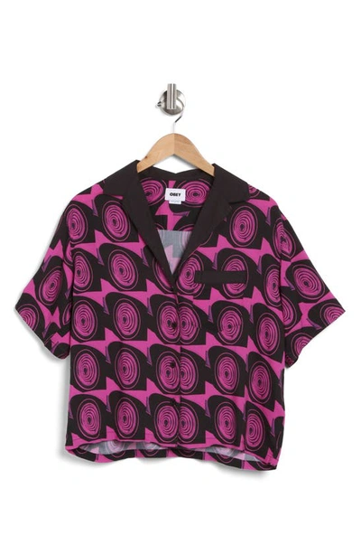 Shop Obey Maria Camp Shirt In Very Fuchsia Multi