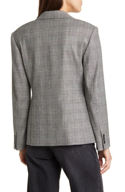 Allsaints Bea Check Double Breasted Wool Blend Blazer In Grey