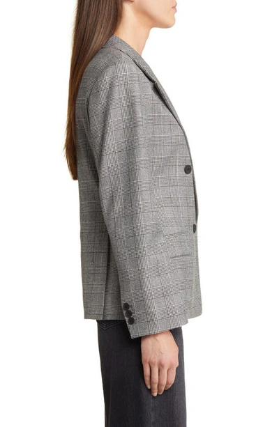 Allsaints Bea Check Double Breasted Wool Blend Blazer In Grey