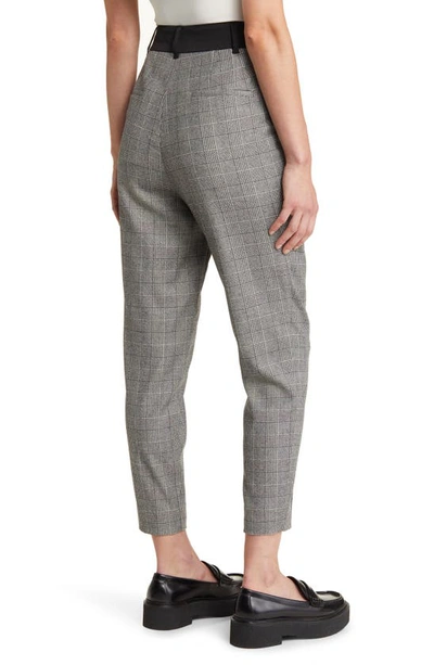 Allsaints Bea Check Wool Blend Crop Pants In Grey