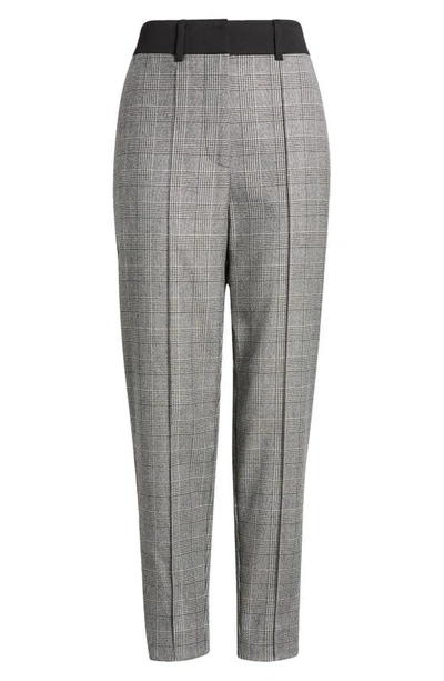 Allsaints Bea Check Wool Blend Crop Pants In Grey