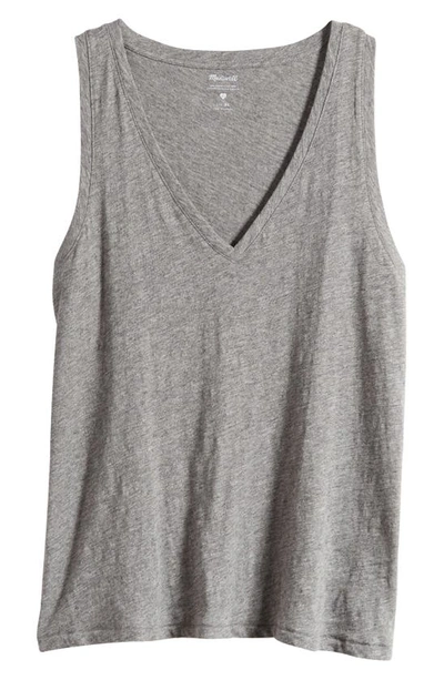 Shop Madewell Whisper Shout Cotton V-neck Tank In Ashen Silver