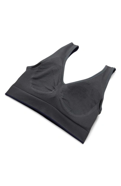 Shop Spanx Breast Of Both Worlds Reversible Wireless Bra In Midnight Navy/ Grey