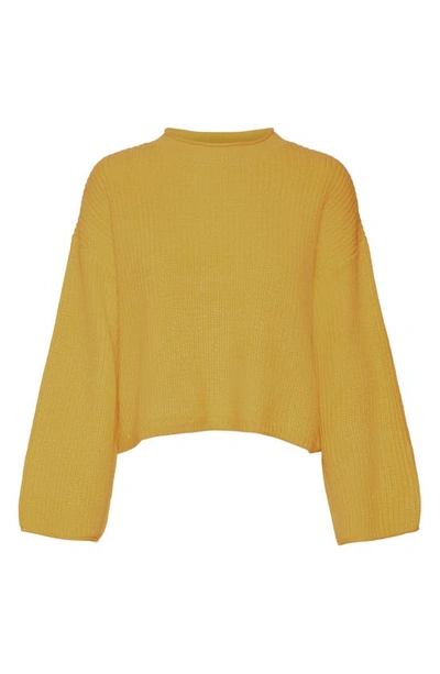 Shop Vero Moda Sayla Rib Crop Sweater In Gold Fusion