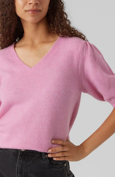 Shop Vero Moda Elly Puff Sleeve Sweater In Pastel Lavender Deta