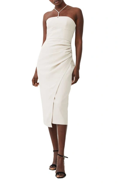 Shop French Connection Echo Crepe Midi Halter Dress In Silver Lining