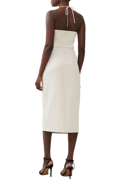 French Connection Echo Crepe Midi Halter Dress In Silver Lining