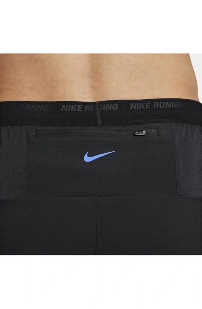 Shop Nike Energy Stride Dri-fit Running Shorts In Black/ Black/ Hyper Royal