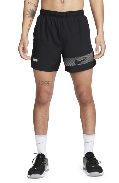 Shop Nike Challenger Dri-fit Shorts In Black/ Black/ Black