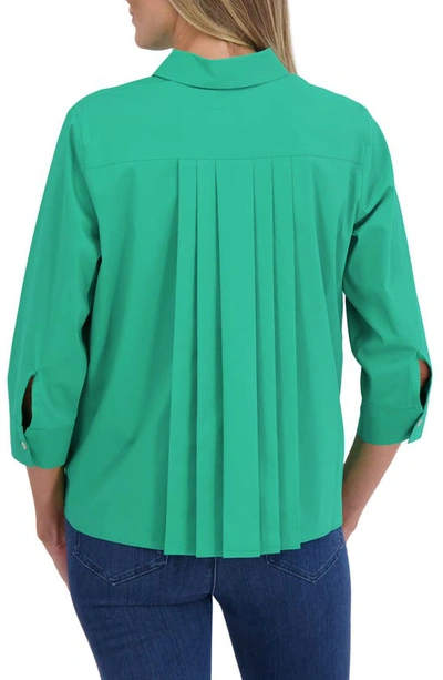 Shop Foxcroft Sanda Cotton Blend Button-up Shirt In Kelly Green