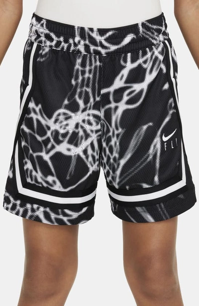 Shop Nike Kids' Culture Of Basketball Dri-fit Print Shorts In Black/ White