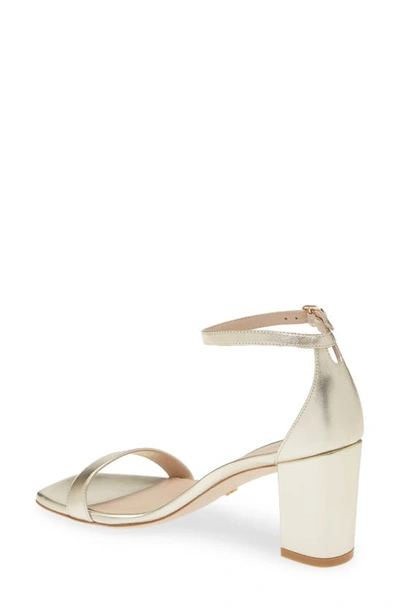 Stuart Weitzman Nudistcurve Block Heel Sandal In Platino
