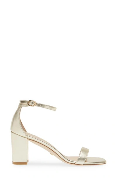Stuart Weitzman Nudistcurve Block Heel Sandal In Platino