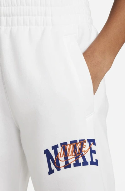 Shop Nike Kids' Sportswear Fleece Joggers In White/ Safety Orange