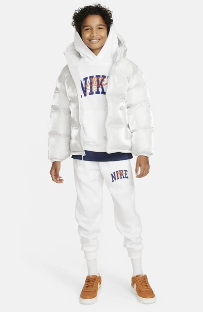 Shop Nike Kids' Sportswear Fleece Joggers In White/ Safety Orange