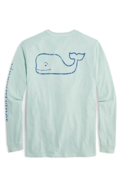 Shop Vineyard Vines Vintage Whale Pocket Long Sleeve Cotton Graphic T-shirt In Mist Green