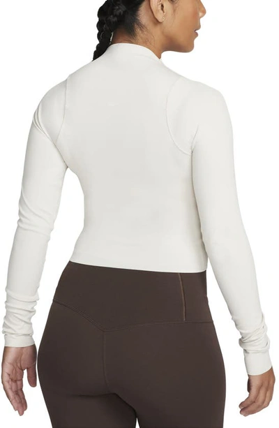 Shop Nike Zenvy Dri-fit Long Sleeve Top In Light Orewood Brown/white