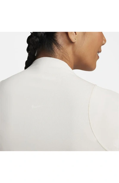 Shop Nike Zenvy Dri-fit Long Sleeve Top In Light Orewood Brown/white