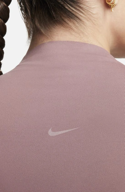 Shop Nike Zenvy Dri-fit Long Sleeve Top In Smokey Mauve/white